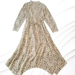 【美品】アズノゥアズプラス　小花柄　部分プリーツイレギュラーヘムSK　ワンピース