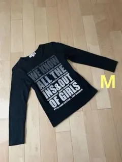 美品　メッセージプリント　英文字　黒　長袖シャツ　M ギャル　Y2K ロンT