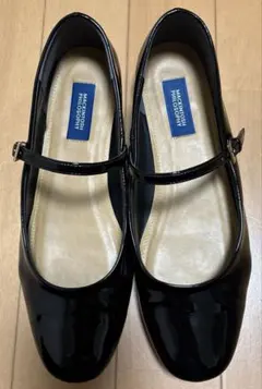 レインシューズ、ストラップ、エナメル、黒、24cm