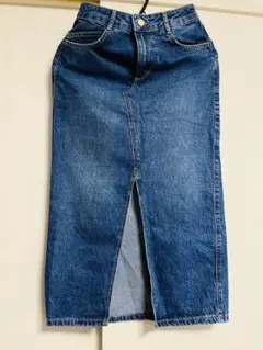 ZARA デニムブルー タイトスカート スリット入り　美品