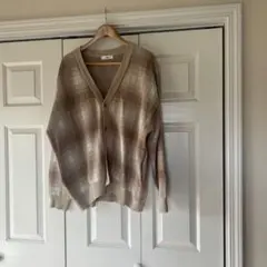 WG60 チェック柄 カーディガン ベージュ系