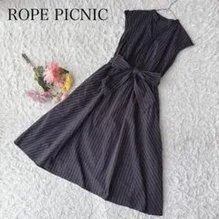 【M】ロペピクニック　ノースリーブワンピース　ストライプ　リボン　Aライン