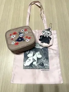 ムーミンキャラクターリトルミィ/チャーム エコバッグと鏡付き化粧ポーチセット