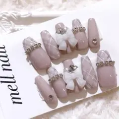 3776 ネイルチップ 量産型 ワンホン フレンチガーリー 韓国 地雷 オーダー