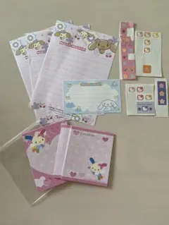 ウサハナ ミニレターセット　シナモロールメモ用紙 キティちゃんシールおまけ付き