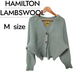 HAMILTON LAMBSWOOL カーディガン M グリーン リブニット