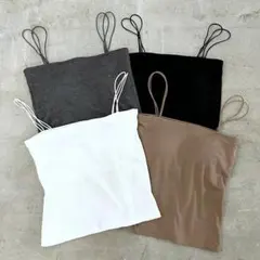 カットリブカップ付きキャミ　グレー