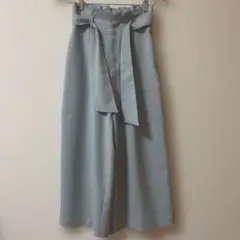 ライトブルー ワイドパンツ リボン付き