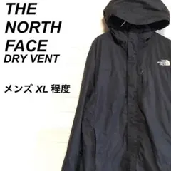 (春コーデ)ノースフェイス 薄手 マウンテンジャケット 刺繍ロゴ 黒 XL