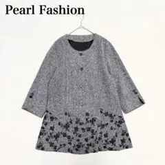 【Pearl Fashion】ノーカラージャケット（M)花柄 日本製 ボタン