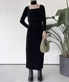 ANDREA&Co. アンドレアアンドコー ベロアレイヤード風ワンピース