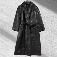 ヴィンテージ リアルレザー ロングコート 牛革 XL ライナー付 90s 80年