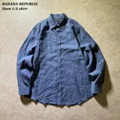 BANANA REPUBLICリネンシャツ古着CBOYくすみブルー当時物00s青