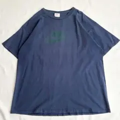 90s ナイキ ネイビー ブルー Tシャツ センタースウッシュ 弱フェードL 