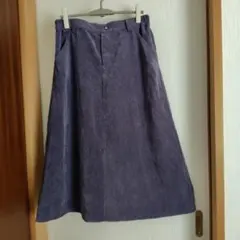 未使用コーディロイロングスカート薄紫色LLサイズ　後ろ側ゴム入り