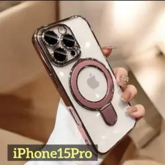 iPhone15Proケースピンクmagsafeカバーリングワイヤレス充電