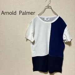b0201【アーノルドパーマー】半袖 Tシャツ 切替 Ｌ クルーネック シンプル