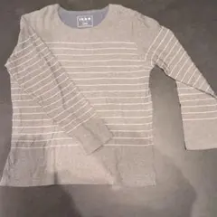 ikka グレー ストライプ 長袖カットソー XL