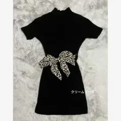 ジェイダ レオパード バックリボンミニワンピース