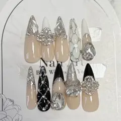 韓国　ギャル　ネイルチップ　ネイル　ロング　スナ系　量産型　y2k ワンホン