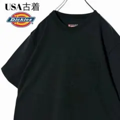USA古着 デッキーズDickiesポケットTシャツ 無地 黒Mのサムネイル