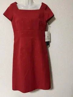 CLATHAS レッド ひざ丈　半袖ワンピース
