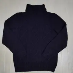 ARETEX ダークネイビー ダイヤモンド編み タートルネックセーター サイズ2