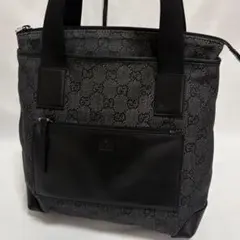 GUCCI トート ハンドバック キャンバス レザー GG柄 ビジネスバック 黒