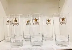 昭和レトロ　サッポロ　ビールグラス 6個セット 金星デザイン