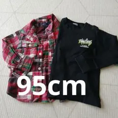 babyGap 赤チェックシャツ & BLUE CROSS 黒Tシャツ セット