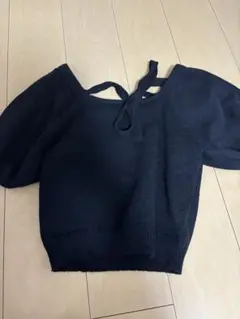 ネイビー オフショルダー セーター F