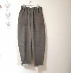ハンドメイド難あり[L~XL]ツイード風ネップツイル四角ポケットパンツブラウン
