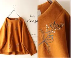 新品値引き　ＬＬオレンジ系花刺繍プルオーバーブラウス　トップス　大きいサイズ