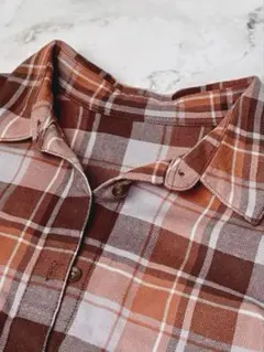 UNIQLO フランネル 長袖チェックシャツ オレンジ Women's