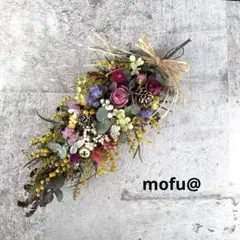 ミモザの縦長スワッグ（リース）