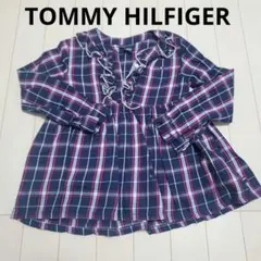 TOMMY HILFIGER 長袖シャツ 6 ネイビー・チェック　美品