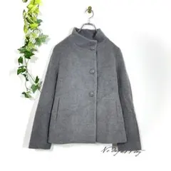 any SiS ウールショートコート(L)グレー 灰色 アンゴラ混 ▼