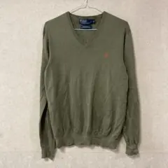 【美品】Ralph Lauren グリーン無地セーター Mサイズ