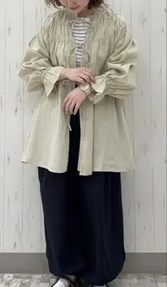 新品タグ付き サマンサモスモス リネン 前後着ギャザーチュニック