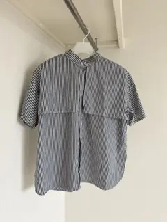 【美品】Libra Cue(リブラキュー)ハーフスリーブストライプフライシャツのサムネイル