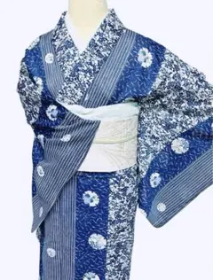 こぶつぶ 様 【美品】夏着物 浴衣 単衣 木綿着物 藍色 デニムブルー 縦縞 こぶつぶ 様 【美品】夏着物 浴衣 単衣 木綿着物 藍色 デニムブルー