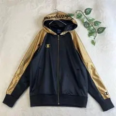 チャンピオン 魔裟斗モデル ジャージ パーカー 刺繍 ロゴ 金 黒 Lサイズ