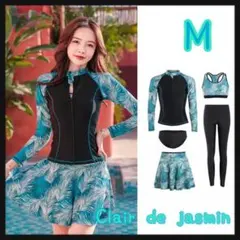 最終価格 ラッシュガード 5点セット ブルー系 ビキニ スカート スパッツ M