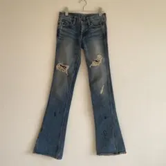 マウジー　フレアードローデニムブーツカット　　ローウエスト　グランジ　ローライズ