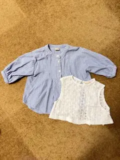 プティマイン　ブラウス　80cm ストライプ