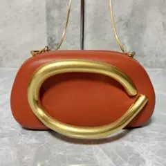 完売✨ZARA ゴールド留め具付きボックスバッグ ブラウン 2WAY ショルダー