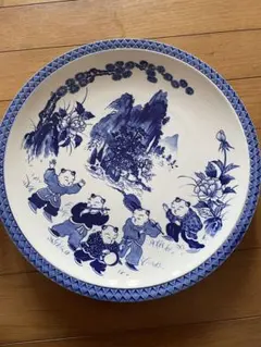 ①有田焼　和食器　大皿　大鉢　丸皿　盛皿　陶器　飾絵皿　大絵皿　骨董品　山水画