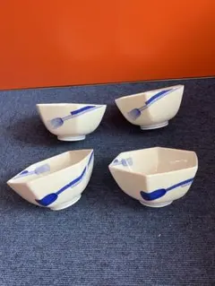 1425 有田焼　鍋島　其泉　六角鉢　4客