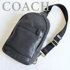 美品✨コーチ ボディバッグ ショルダーバッグ レザー シボ革　グレー