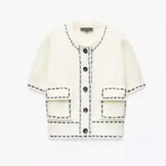 ZARA ステッチニットジャケット L